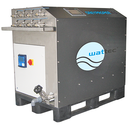 DREYPROPER gespiegelt - vollautomatisches Reinigungsgerät für wasserführende Systeme Kühl- und Heizkanäle Abwasser neutralisieren reinigen Wattec
